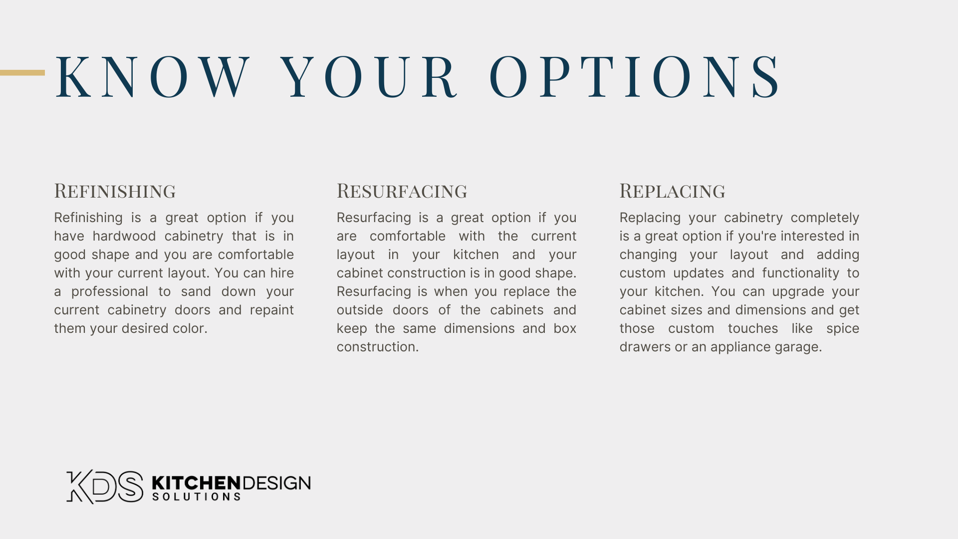 Know Your Options between Refinishing, Resurfacing, and Replacing Cabinetry