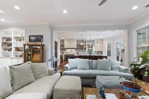 View of custom kitchen renovation in richmond hill, ga from living room