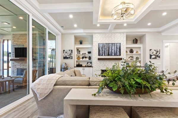 Custom built ins for living room in margaritaville, sc new construction