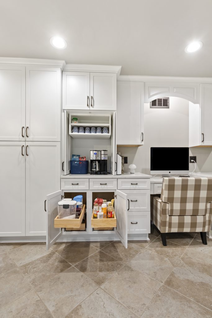 kitchen coffee station pull out drawers