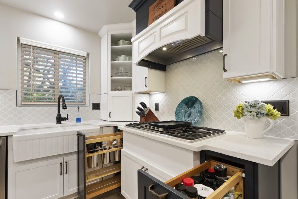 custom kitchen pull out utensil and spice drawers