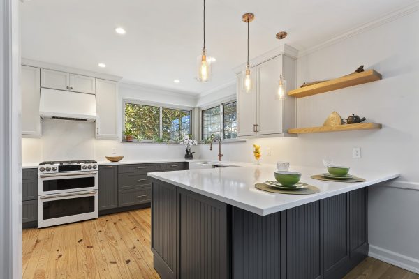 Gray and white cabinetry